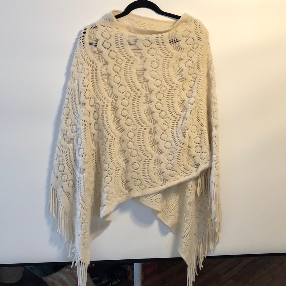 Free People cream shawl, cape, poncho